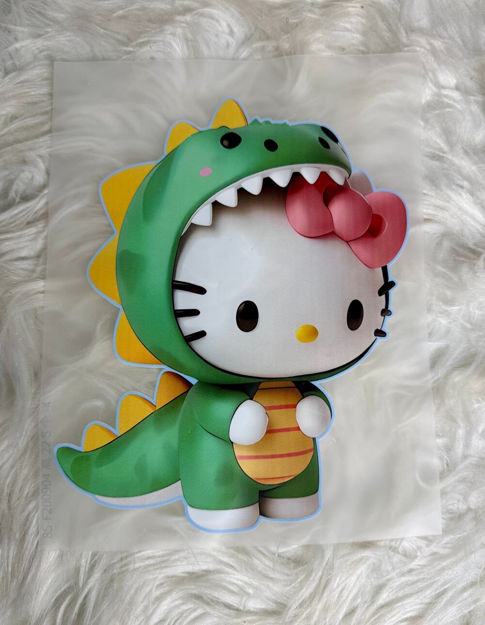 DTF Hello Kitty as T-Rex Dinosaur Iron-On Transfer for T-Shirt or Tote Bag